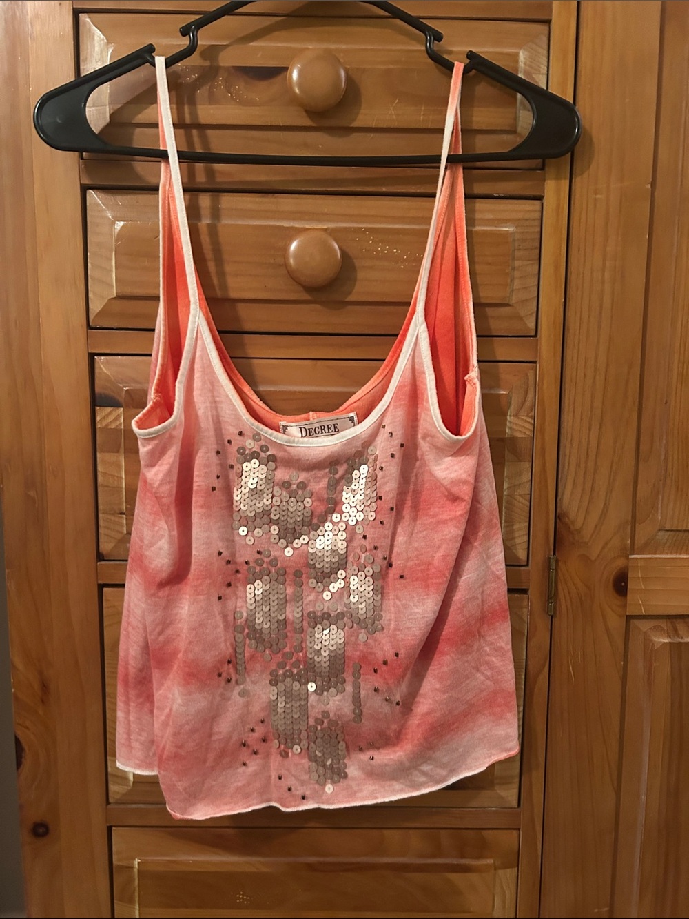 Decree Coral Sequin oversized Camisole